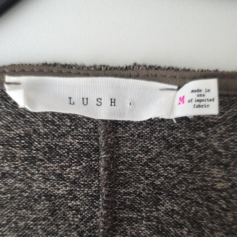 Lush Heathered Taupe Knit Wrap Dress Long Sleeve Tie Waist Mini - Picture 5 of 5